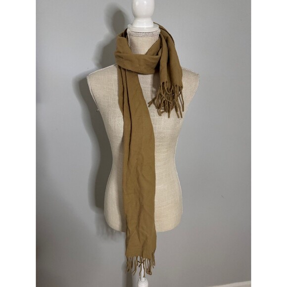 Cashmink V. Fraas Acrylic Scarf Tan Fringe Made In‎ Germany - Picture 1 of 4